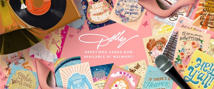 Dolly Greetings Cards Now Avilable at Walmart Banner